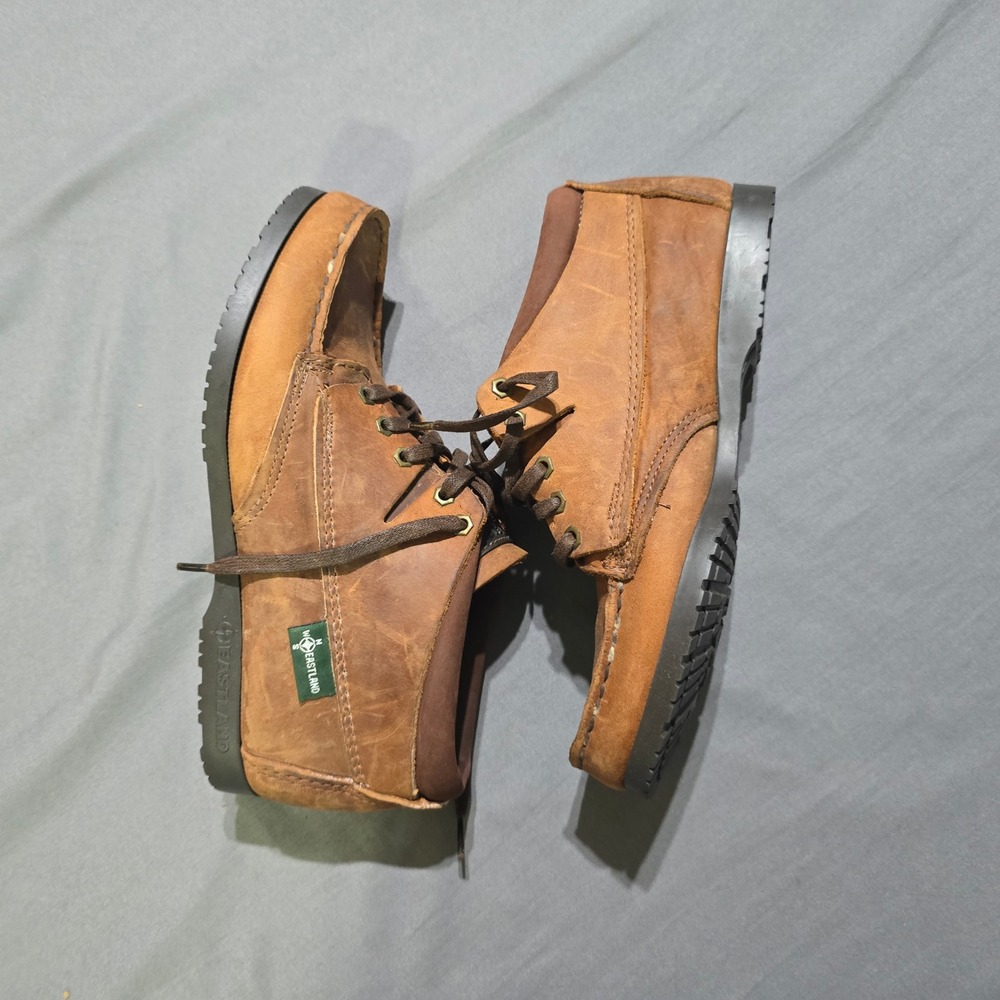 Eastland Moc Toe Ankle Boots Womens 8.5 Brown Leather Lace Up Lug Sole